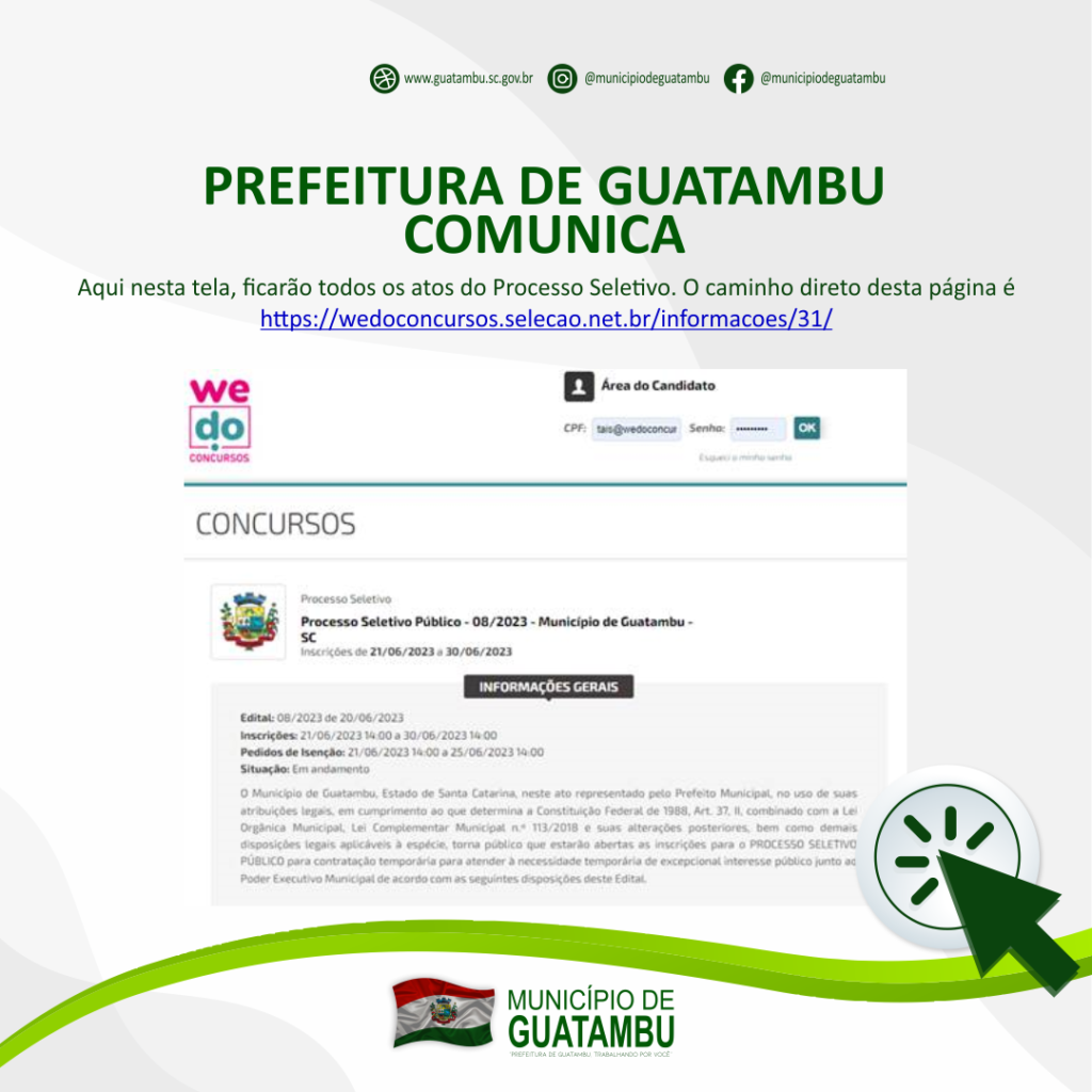 PREFEITURA DE GUATAMBU COMUNICA - Município de Guatambu