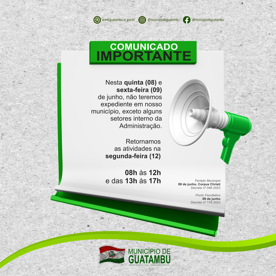 PREFEITURA DE GUATAMBU COMUNICA - Município de Guatambu